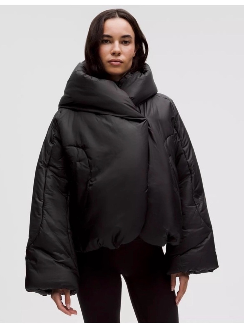 Lululemon Black Oversized Hooded Insulated Wrap Coat Women's 14 NWT